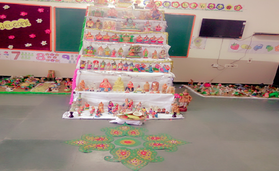 Bommai golu is displayed in the traditional way