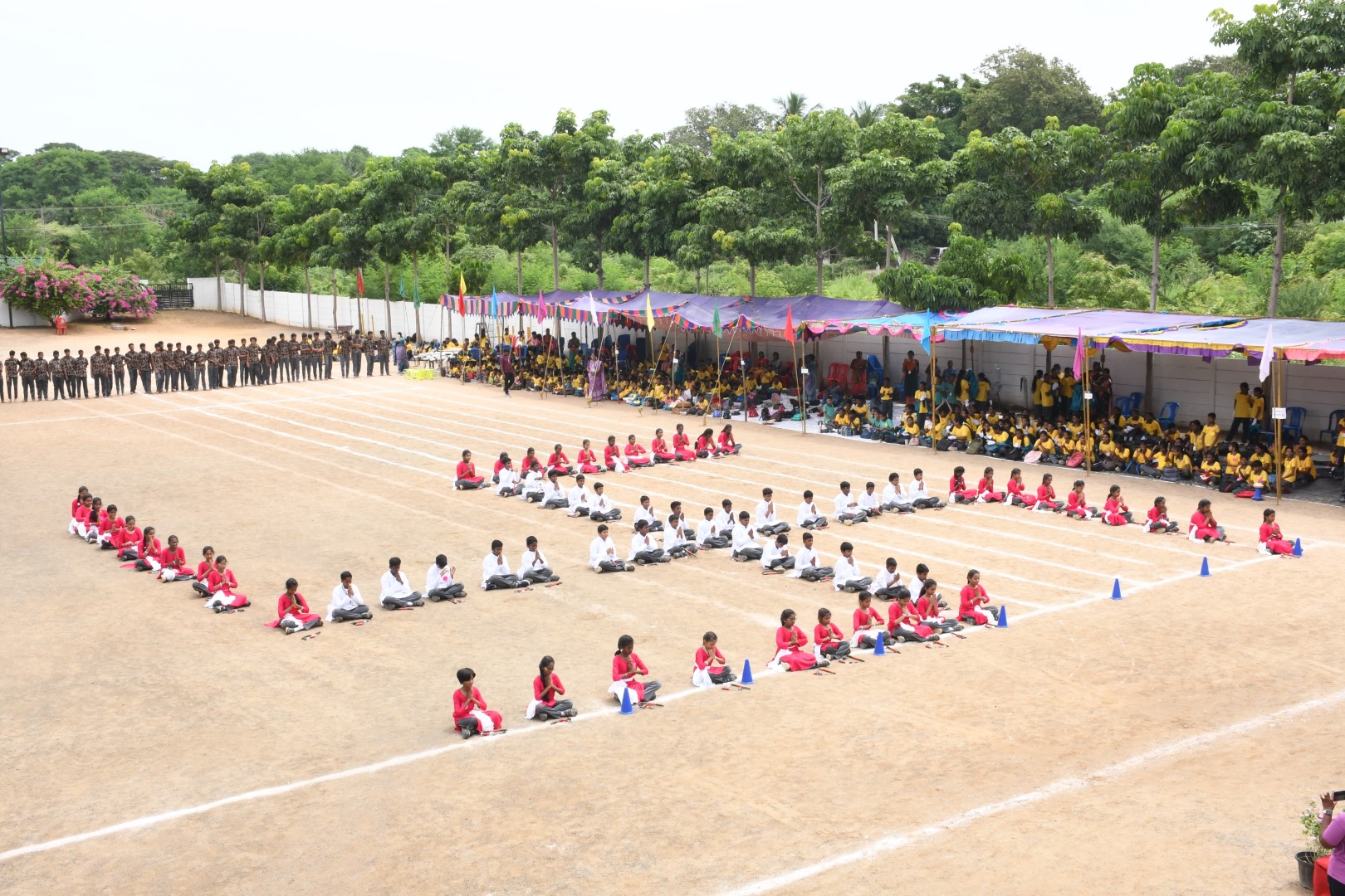 Exemplifying discipline and grace through Swastik formation