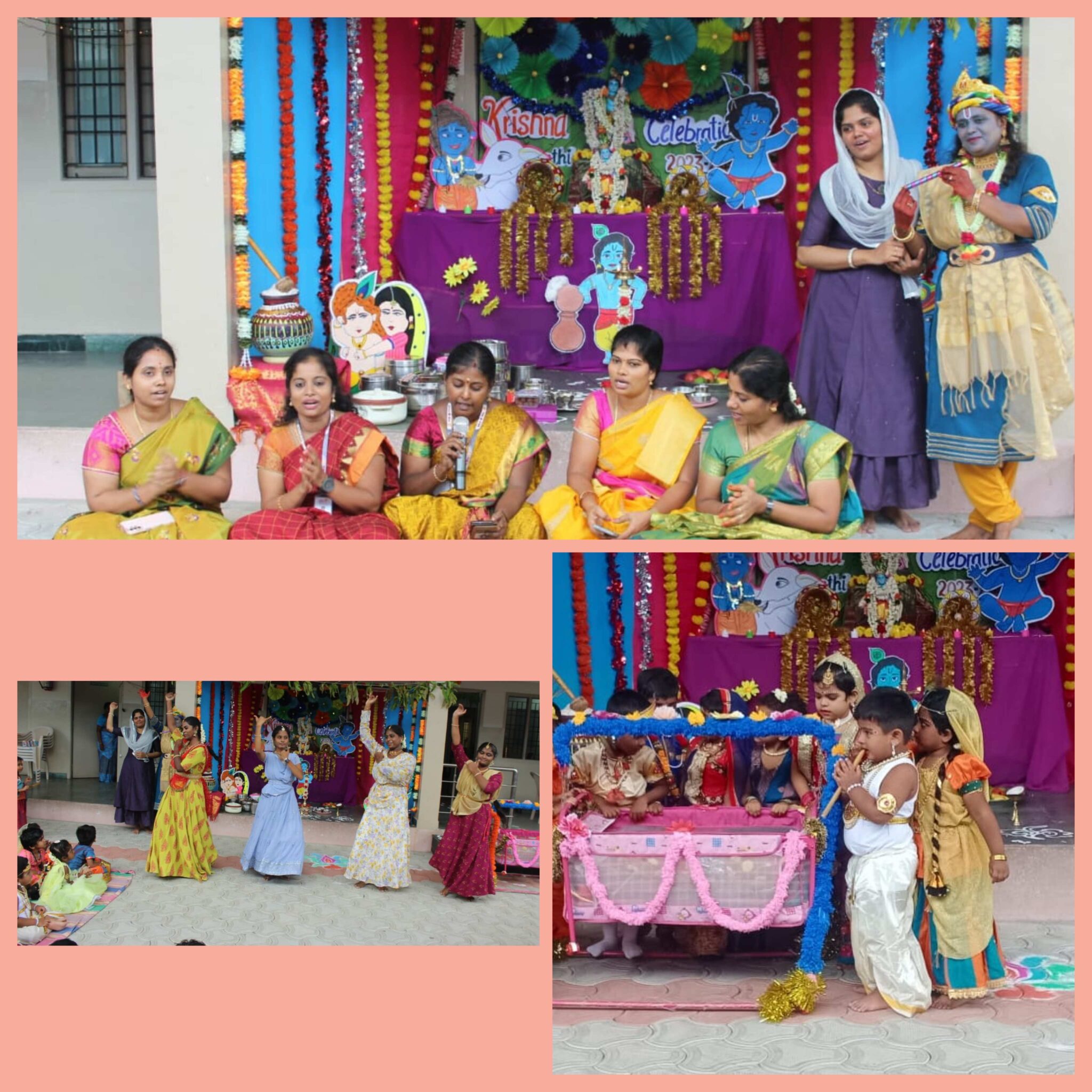Teachers and children bestow their performance to lord krishna