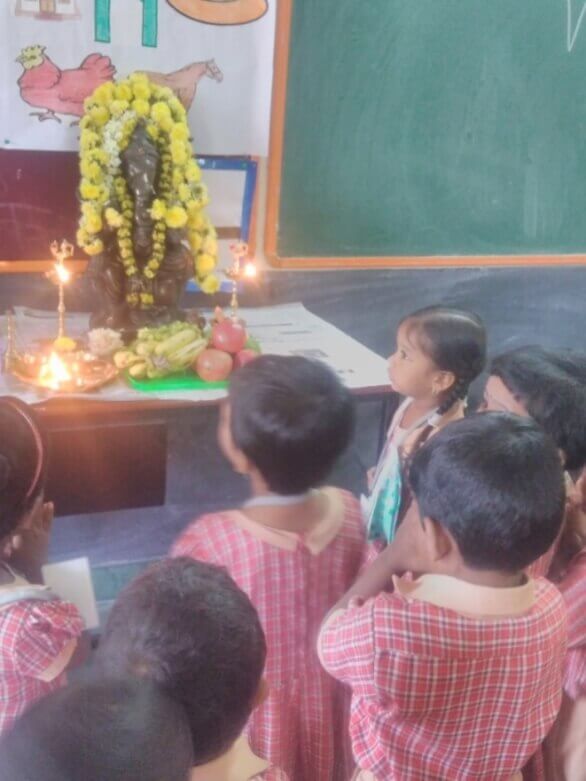 Group prayer by our kids during Ganesh Chathurti celebration.