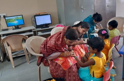 Mehendi magic on little palms..