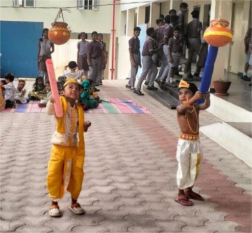 Our little Krishna enjoyed celebrating Janmashtami by breaking the pot and spreading festive cheer!